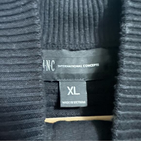 INC Mens Pullover Casual Black Long Sleeve 1/4 Zip Sweater XL - Picture 4 of 4